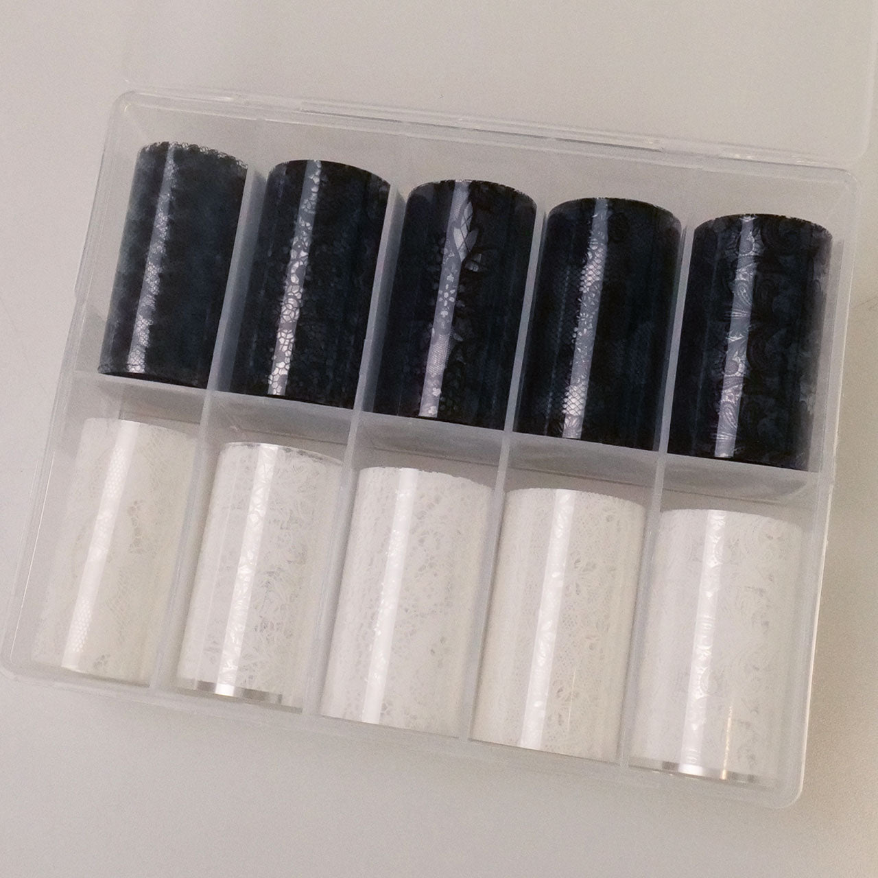 Nail Art Transfer Foil Set Black & White Lace